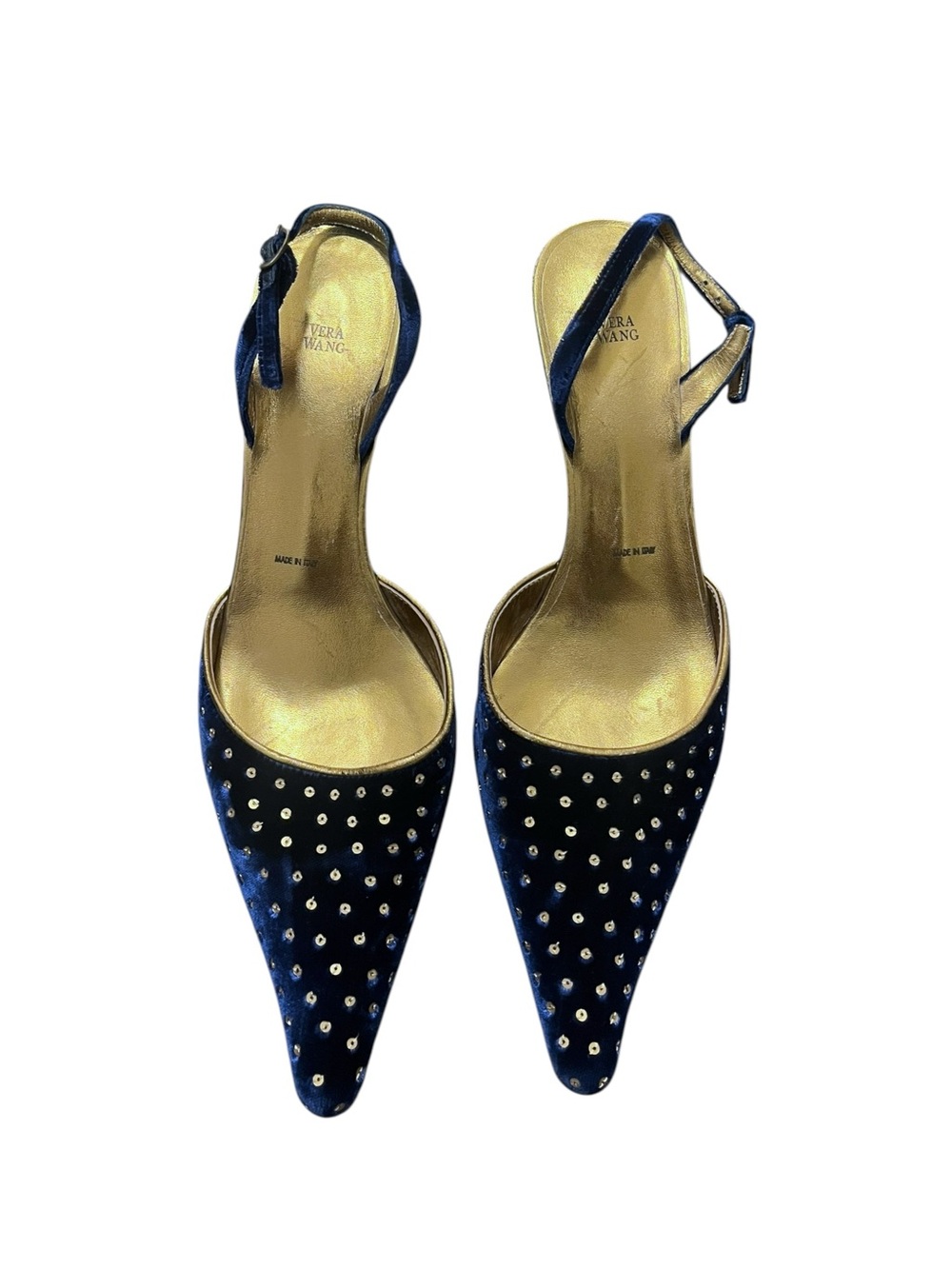 Vera Wang Velvet Sequins Kitten Heels